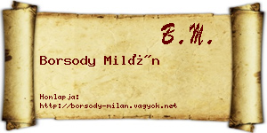 Borsody Milán névjegykártya