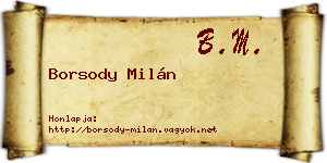 Borsody Milán névjegykártya